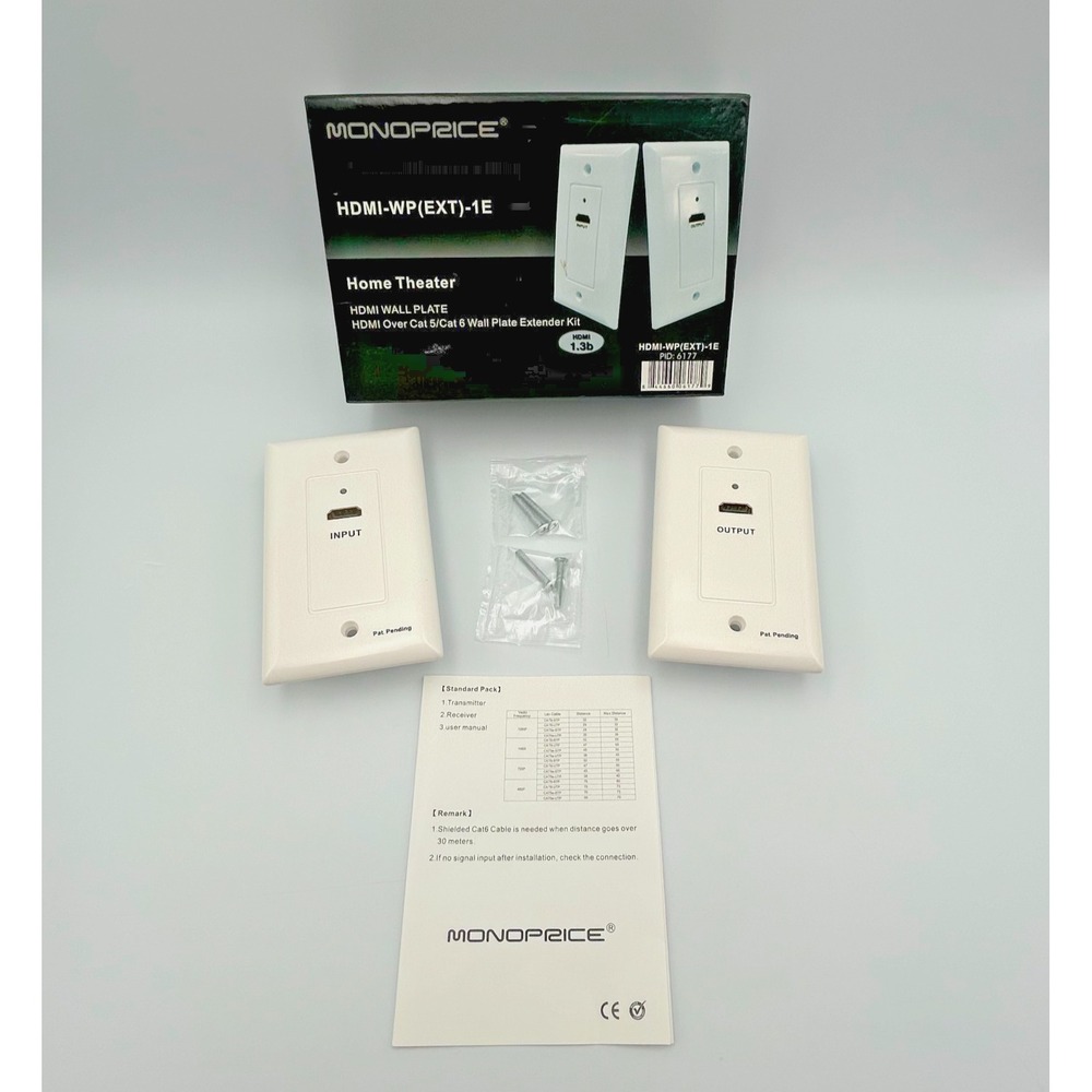 Monoprice HDMI over Cat 5/Cat 6 Wall Plate Extender Kit HDMI-WP(EXT)-1‎
